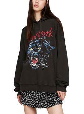 Sudadera Tommy Jeans Panther Oversize Negro Mujer