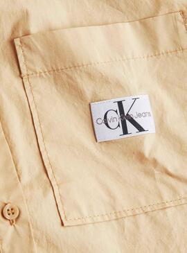 Camisa Calvin Klein Woven Label Camel Mujer