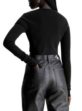 Top Calvin Klein Variegated Rib Negro Para Mujer