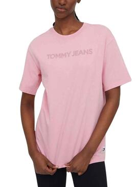 Camiseta Tommy Jeans Bold Rosa Para Mujer
