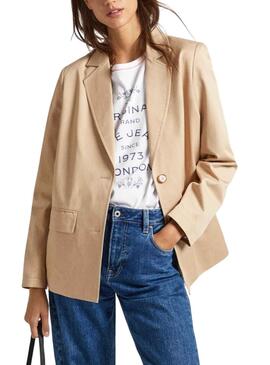 Americana Pepe Jeans Tencell Beige Para Mujer