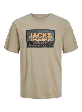 Camiseta Jack And Jones Logan Beige Para Niño
