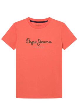 Camiseta Pepe Jeans New Art Naranja Para Niño