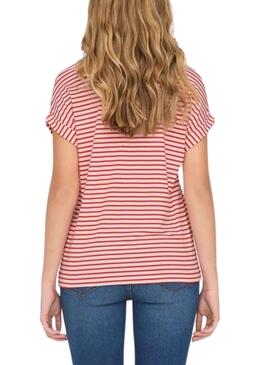 Camiseta Only Moster Stripe Rojo Para Mujer