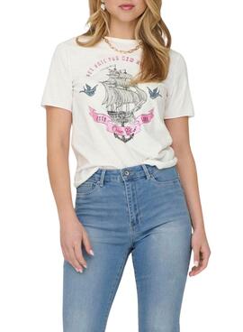 Camiseta Only Lucy Blanco para Mujer