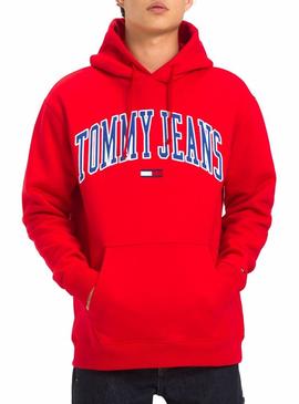 Sudadera Tommy Jeans Collegiate Hoodie Rojo Hombre