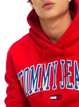 Sudadera Tommy Jeans Collegiate Hoodie Rojo Hombre
