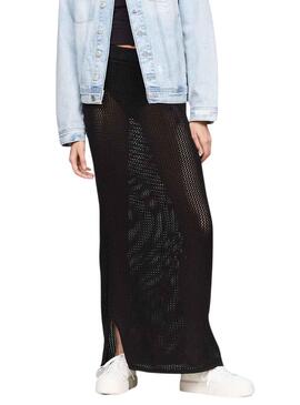 Falda Tommy Jeans Maxi Negro para Mujer