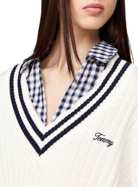 Jersey Tommy Jeans Script Blanco para Mujer