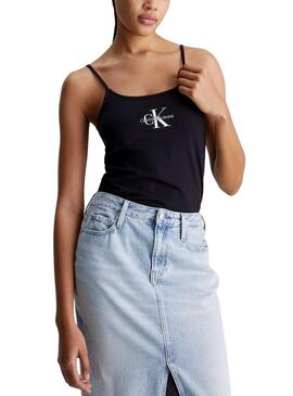 Camiseta Calvin Klein Monologo Strappy Negro Mujer