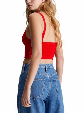 Top Calvin Klein Woven Label Rojo Para Mujer