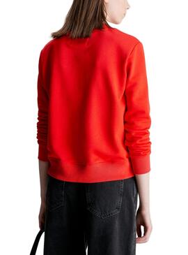 Sudadera Calvin Klein Embro Badge Rojo Para Mujer