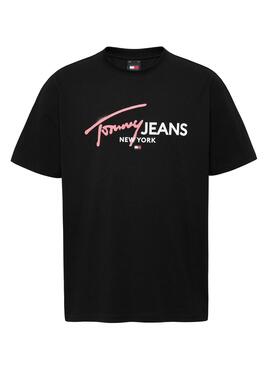 Camiseta Tommy Jeans Spray Pop Negro Para Hombre
