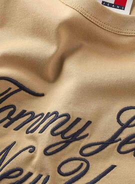 Camiseta Tommy Jeans Over Serif Camel Para Hombre