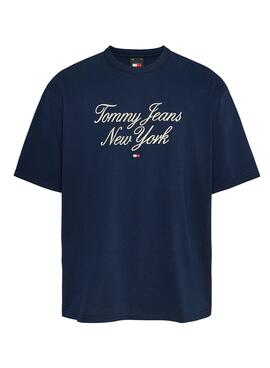 Camiseta Tommy Jeans Over Serif Marino Para Hombre