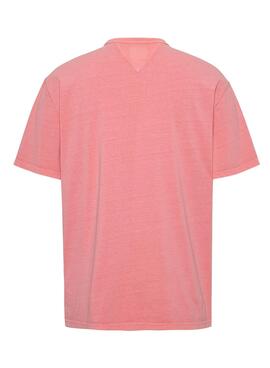 Camiseta Tommy Jeans Washed Badge Rosa Para Hombre