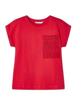 Camiseta Mayoral Bolsillo Crochet Rojo Para Niña