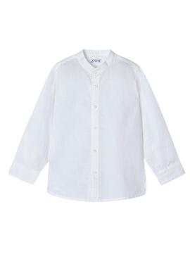 Camisa Mayoral Cuello Mao lino Blanco Para Niño
