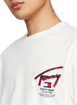Camiseta Tommy Jeans Reg 3D Street Blanco Hombre