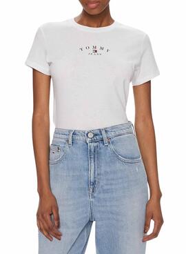 Camiseta Tommy Jeans Slim Logo Blanco Para Mujer