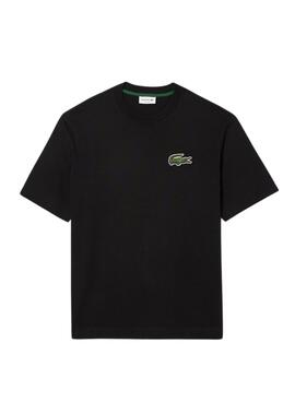 Camiseta Lacoste Unisex Loose Fit Negro Cocodrilo