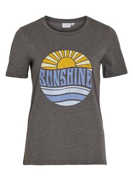 Camiseta Vila Sunshine Gris Para Mujer