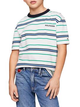 Camiseta Tommy Hilfiger Monotype Rayas Para Niño