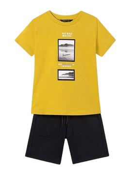 Conjunto camiseta y pantalón Mayoral Waves Amarillo Para Niño