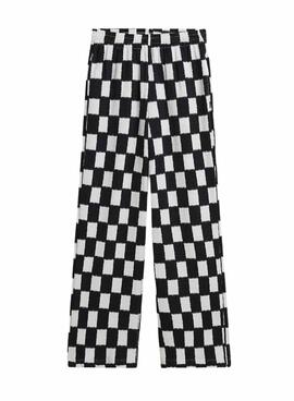 Pantalon Vans Benton Checker Blanco y Negro Para Mujer