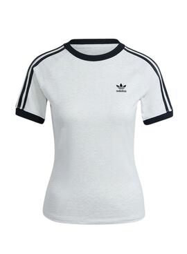 Camiseta Adidas 3 Stripes Slim Gris Para Mujer