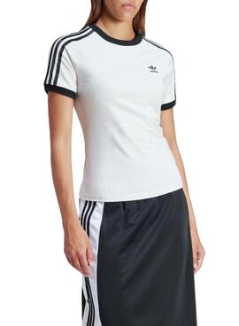 Camiseta Adidas 3 Stripes Slim Gris Para Mujer