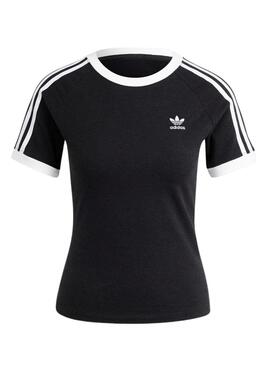 Camiseta Adidas 3 Stripes Slim Negro Para Mujer