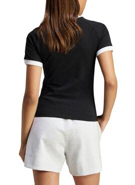 Camiseta Adidas 3 Stripes Slim Negro Para Mujer