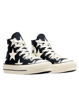 Zapatillas Converse All Star Plataforma Estrellas Negro