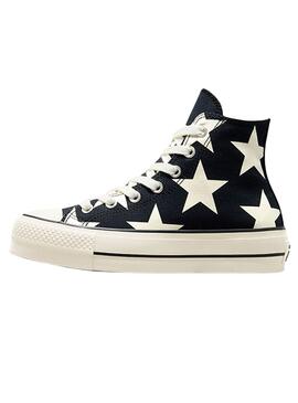 Zapatillas Converse All Star Plataforma Estrellas Negro