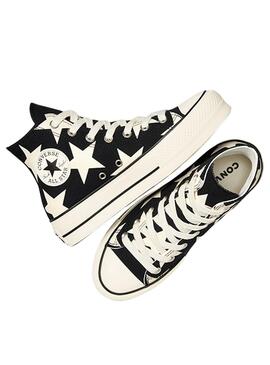 Zapatillas Converse All Star Plataforma Estrellas Negro