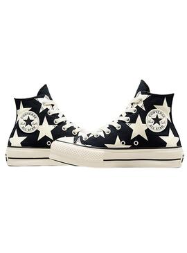 Zapatillas Converse All Star Plataforma Estrellas Negro