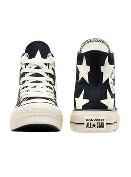 Zapatillas Converse All Star Plataforma Estrellas Negro