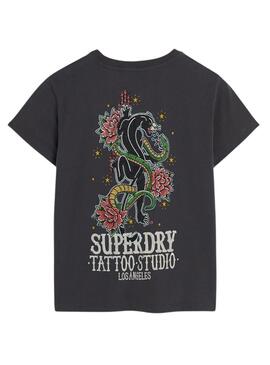 Camiseta Superdry Tattoo Antracita Para Mujer