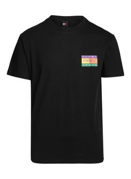 Camiseta Tommy Jeans Summer Flag Negro Para Hombre