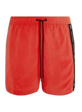 Bañador Tommy Jeans  Drawstring Side Tape Rojo Para Hombre