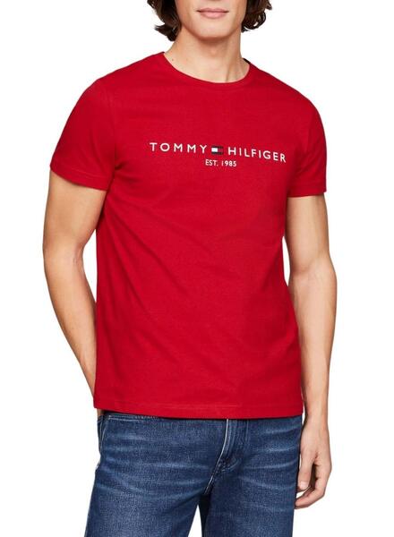 Camiseta Tommy Hilfiger Logo Rojo Para Hombre