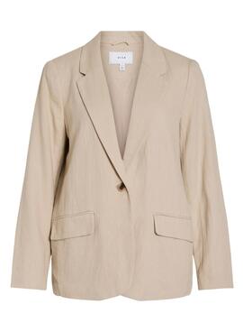 Blazer Vila Jolanda Beige Para Mujer