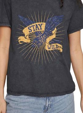 Camiseta Vila Rock Stay Wild Negro Para Mujer