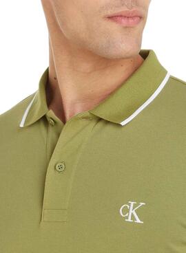 Polo Calvin Klein Tipping Verde Para Hombre