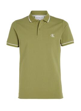 Polo Calvin Klein Tipping Verde Para Hombre