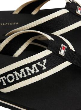 Chanclas Tommy Hilfiger Webbing Negro Para Mujer