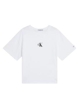 Camiseta Calvin Klein Logo Boxy Blanco Niña