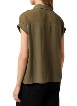 Camisa Naf Naf Semitransparente Verde Para Mujer