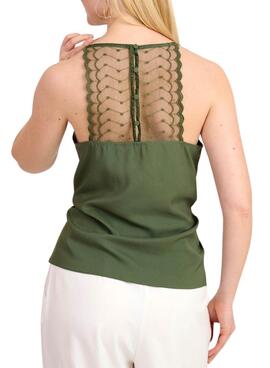 Top Naf Naf Encaje Verde Para Mujer